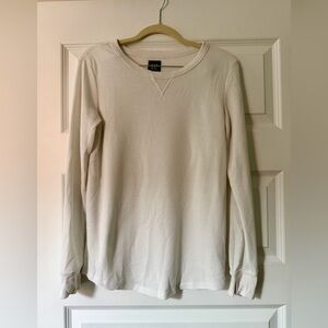 GAP Maternity Waffle Crewneck Shirt, White, Small